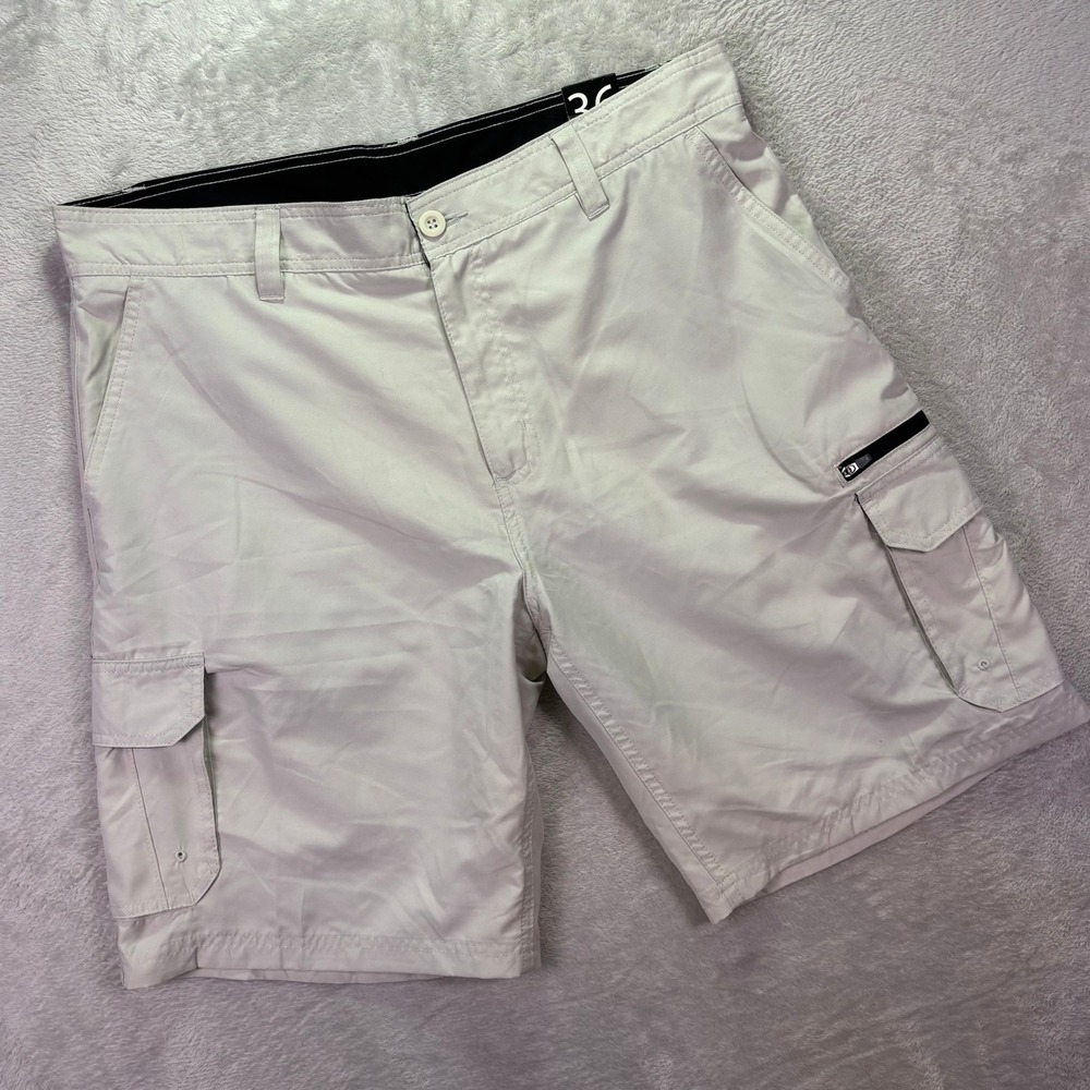 NWT Burnside Mens Cargo Shorts 36 Bone Beige Multi-Pocket Utility Outdoor BH9801